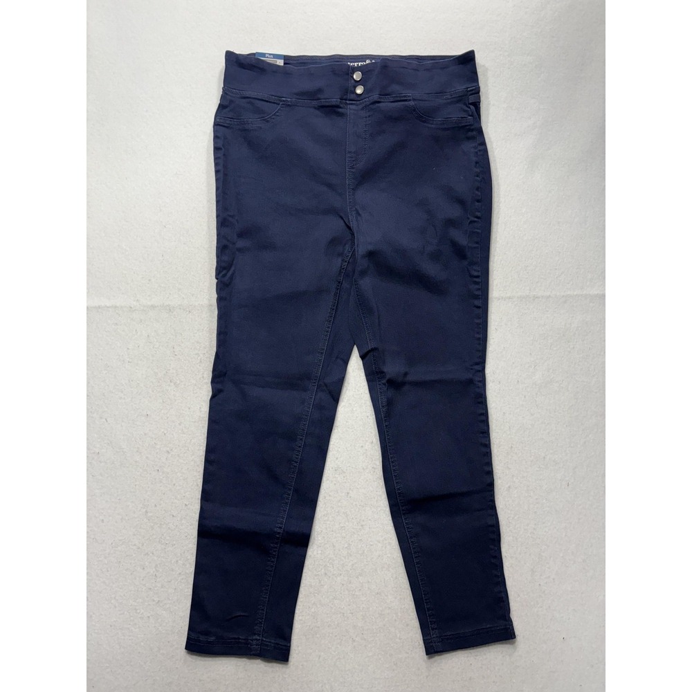 Terra & Sky Leggings Womens 0X Plus Blue Skinny Mid Rise Jegging Denim Stretch